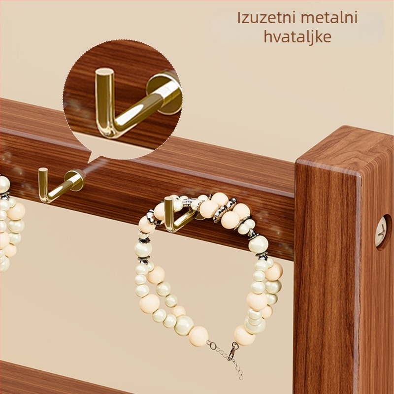 4-stupanjski drveni stalak za narukvice – stolni organizator nakita za narukvice, ogrlice i dodaci za kosu