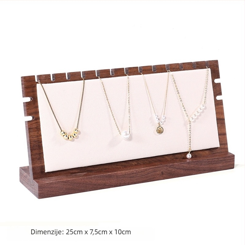 Stalak za ogrlice od masivnog orahovog drveta, vertikalni dizajn, jednoslojni, odvojivi pretinac za privjeske