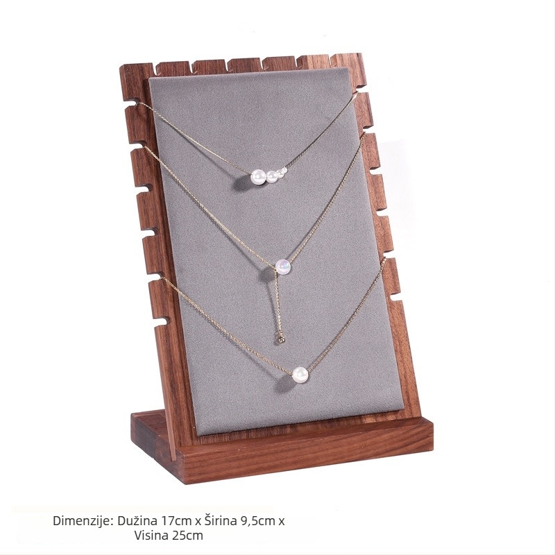 Stalak za ogrlice od masivnog orahovog drveta, vertikalni dizajn, jednoslojni, odvojivi pretinac za privjeske