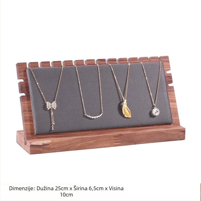 Stalak za ogrlice od masivnog orahovog drveta, vertikalni dizajn, jednoslojni, odvojivi pretinac za privjeske
