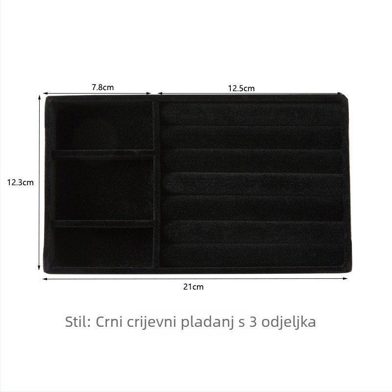 Drvena kutija za nakit s pladnjem od flisa i ladicom za naušnice