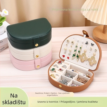 Kožna kutija za nakit s prijenosnim velikim kapacitetom, PU koža i flanel podstava, moderan minimalistički dizajn, čvrsta konstrukcija, višestruki pretinci za naušnice, prstenje i ogrlice