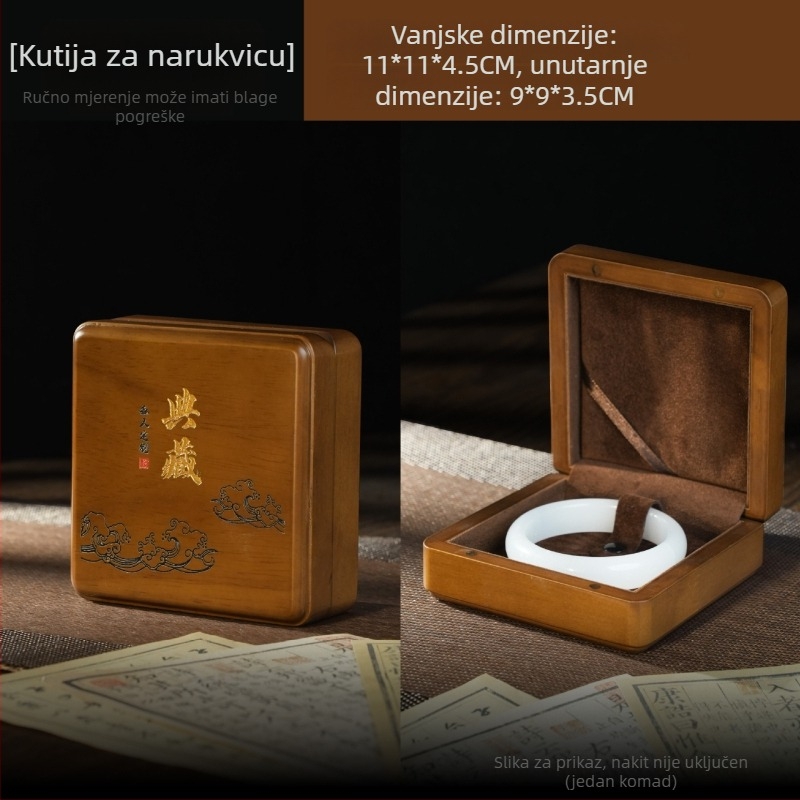 Drvena kutija za nakit od masivnog drveta za narukvice i perle - prijenosna kutija za pakiranje, serija od masivnog drveta, podrijetlo: Jiujiang, Jiangxi