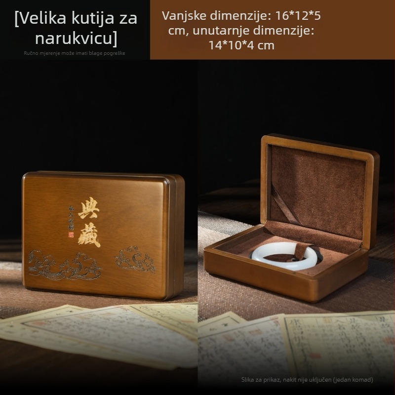 Drvena kutija za nakit od masivnog drveta za narukvice i perle - prijenosna kutija za pakiranje, serija od masivnog drveta, podrijetlo: Jiujiang, Jiangxi