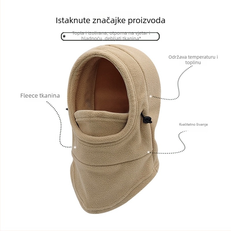Maska za biciklizam s kapuljom otporna na vjetar i fleece kapa, unisex, topla zaštita od vjetra i snijega (fleece; kapulja; unisex; maska)