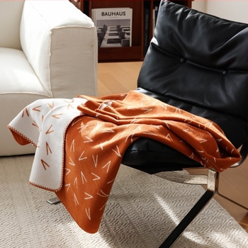 Skandinavski minimalistička pleteni deka za zimu, pamuk-akril smjesa, 450 g, geometrijski uzor