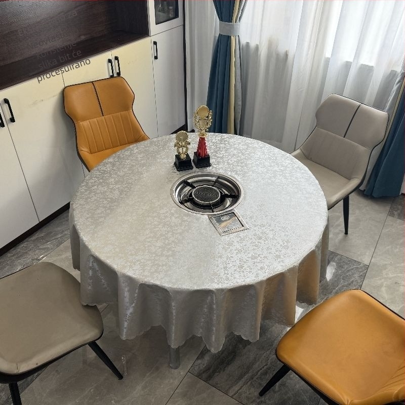 Kružna stolnjka za restorane s Hot Pot, vodootporna i otporna na ulje, pogodna za hotelsku i kućnu upotrebu, može se pričvrstiti čavlima