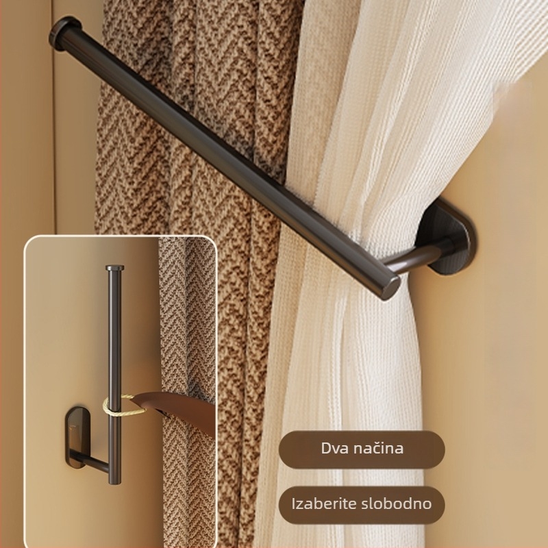 Držač zavjesa bez bušenja – Nehrđajući čelik, Kompatibilan sa stijenskom kukom, Klips za pohranu, Marka Mugg