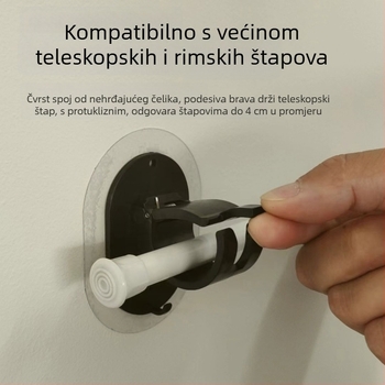 Samo-ljepljivi kuk za zavjese na šipu, ABS, jedan kuk, moderan minimalistički dizajn, nosivost 1–3 kg
