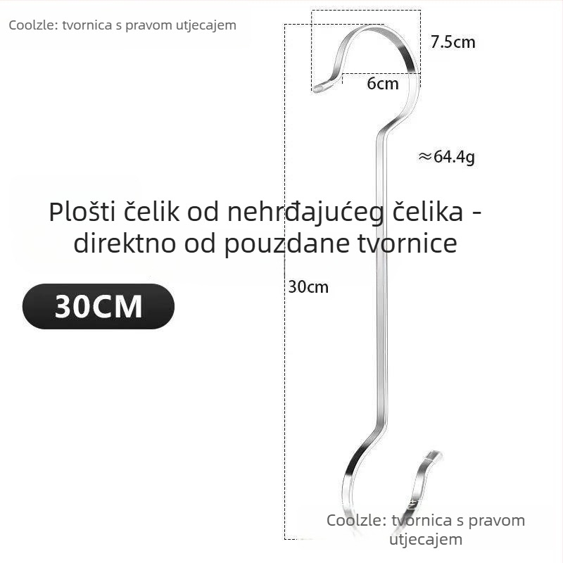 Kuka od nehrđajućeg čelika, kuhinjska i kupaonska, jednostavan moderan dizajn, nosivost 5–10 kg, 1 komad