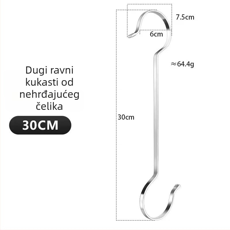 Kuka od nehrđajućeg čelika, kuhinjska i kupaonska, jednostavan moderan dizajn, nosivost 5–10 kg, 1 komad