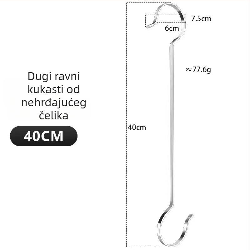 Kuka od nehrđajućeg čelika, kuhinjska i kupaonska, jednostavan moderan dizajn, nosivost 5–10 kg, 1 komad