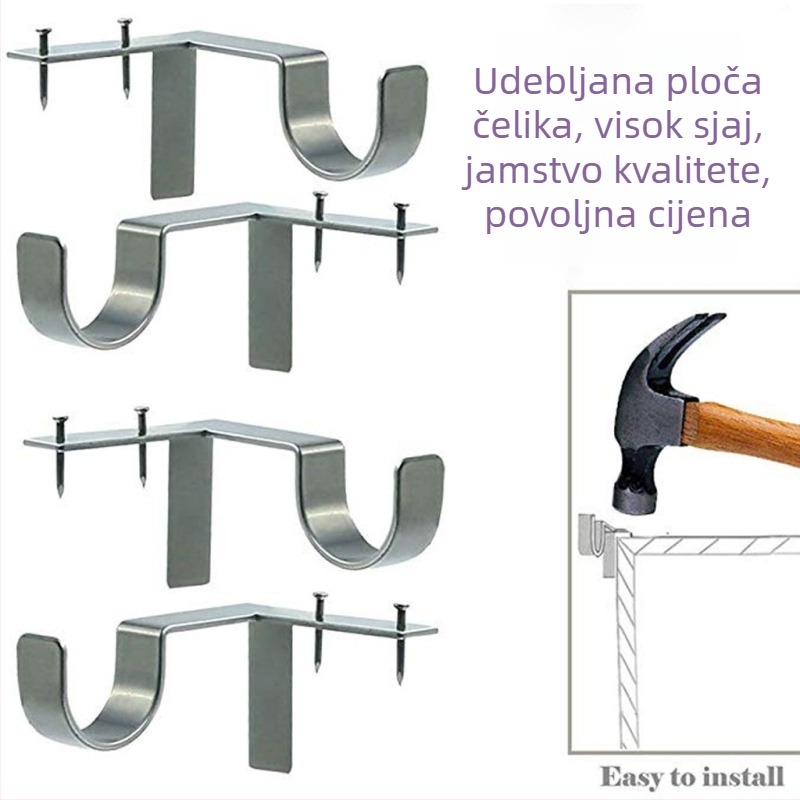 Držač zavjesnih šipki s kukom | Materijal: cink-legura; Tip: univerzalno; Stil: suvremen i jednostavan