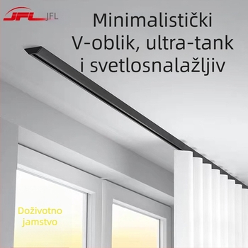 JFL-V01 Ultra-tanka aluminijska vodilica za zavjese, skriveni V-oblik dizajn, lagani luksuzni sustav za vješanje sa brtvom, rolom i ljepilom