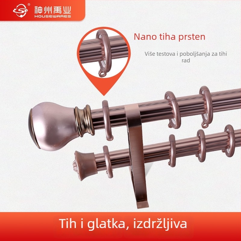 Carrey serija sustav zavjesnih šina – aluminijska legura, bočna ugradnja, jednoslojni i dvostruki tračnični sustav, moderan minimalistički stil, pribor uključen