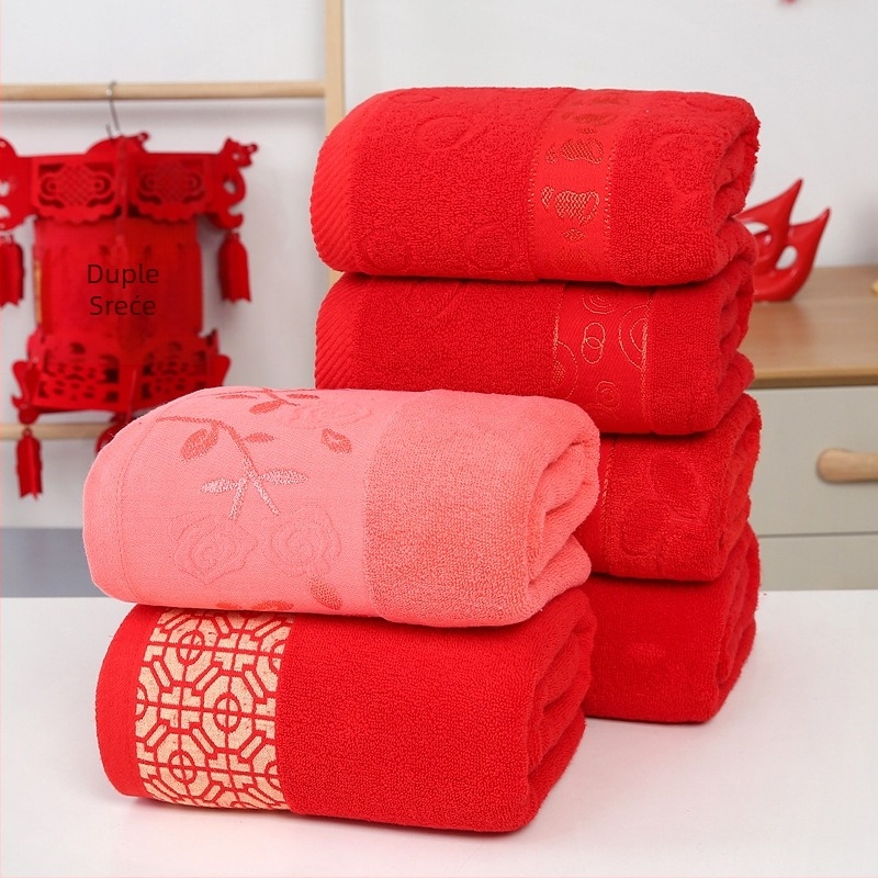 Kupaonski ručnik od pamuka, mekan i upijajući, poklon-set u kutiji za vjenčanje, 300–400 g, jacquard, 32s pređa, upijanje 11–15 s, prilagodljiva obrada