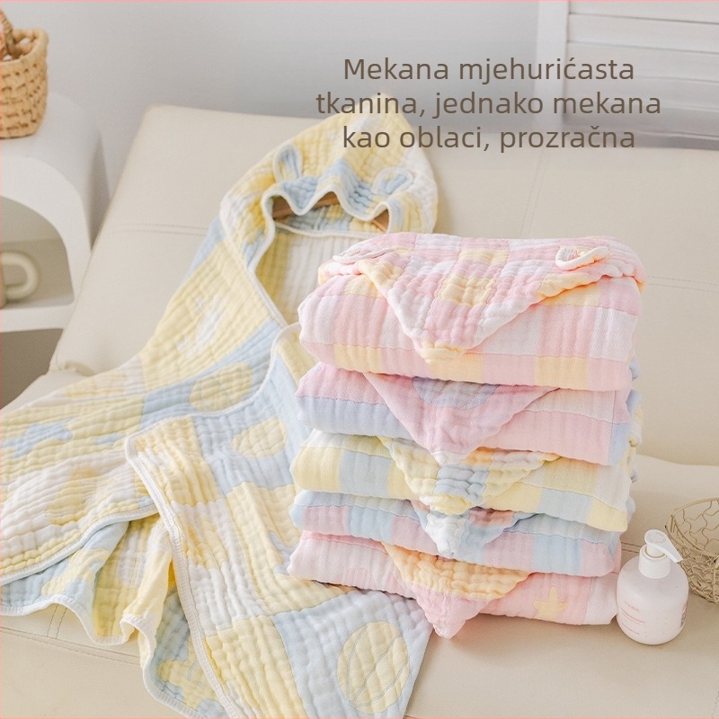 Dječji gauze kupaći ručnik s kapuljačom, pončo, Jacquard, 300–400 g