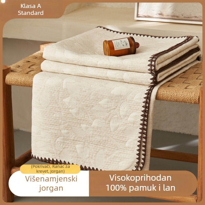 Pamuk-lin deka za kauč i ured, četiri godišnja doba, jednobojna, lagana, ispod 500 g