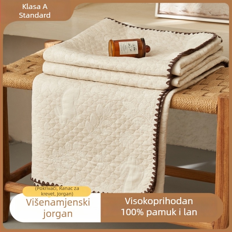 Pamuk-lin deka za kauč i ured, četiri godišnja doba, jednobojna, lagana, ispod 500 g