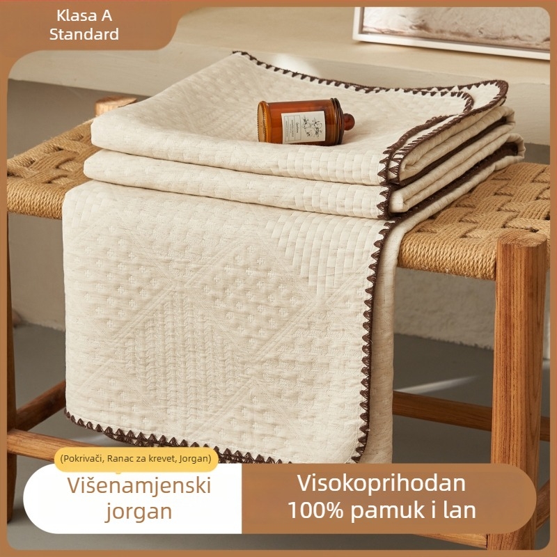 Pamuk-lin deka za kauč i ured, četiri godišnja doba, jednobojna, lagana, ispod 500 g