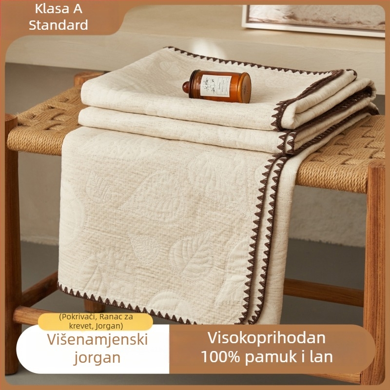 Pamuk-lin deka za kauč i ured, četiri godišnja doba, jednobojna, lagana, ispod 500 g