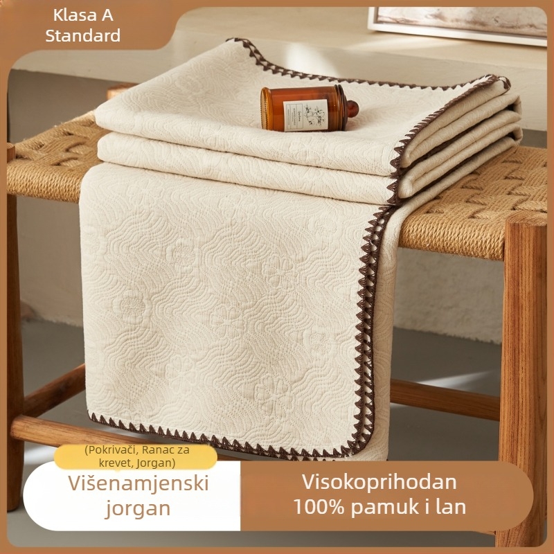 Pamuk-lin deka za kauč i ured, četiri godišnja doba, jednobojna, lagana, ispod 500 g