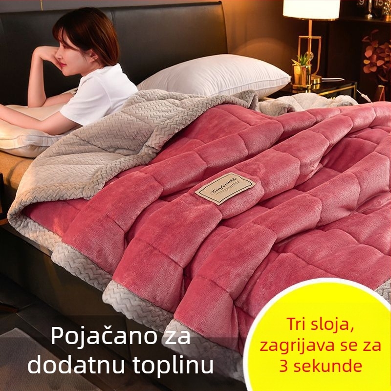 Trostruko debelo zimsko flanelno-poliesestersko pokrivač – sintetičko vlakno