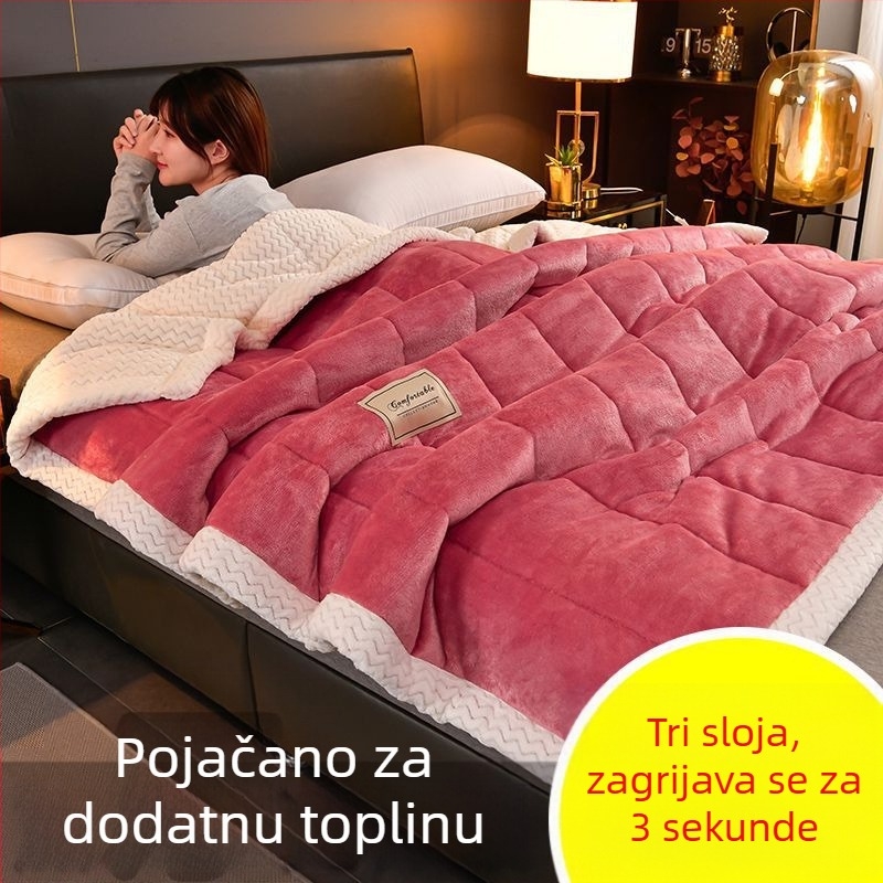 Trostruko debelo zimsko flanelno-poliesestersko pokrivač – sintetičko vlakno