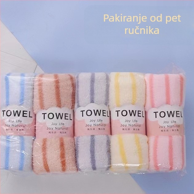 Pet komada coral fleece ručnika za lice i dlan — upijajući, bez dlačica, brzo sušenje, 70 g