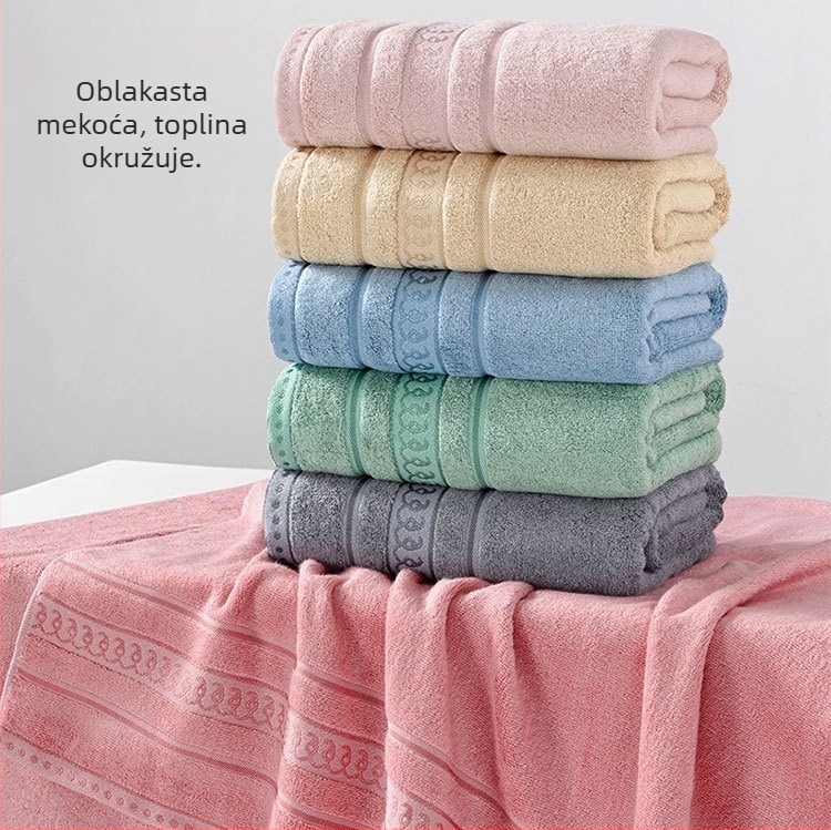 Set ručnika za kupaonice od bambusovih vlakana: ručnik za tijelo i lice, debeo, mekan i upijajući, nježan prema koži, tkanje ravno (plain weave), 100 g, 32s vlakna, mogućnost prilagođavanja