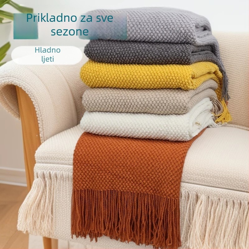 Akrilna deka s nitima, nordijskog stila, za sve sezone, 500–799 g, jednobojna