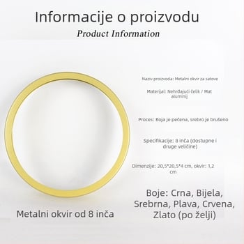 Okrugli metalni kućni sat, kvarcni mehanizam, zlatni aluminijski okvir, prednja maska, pakiranje 48 komada