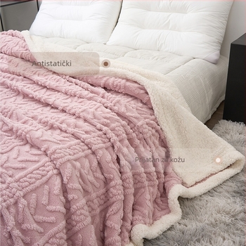 Nova jednobojna deka od ovčje vune, debela, za sofa i kratko drijemanje, jacquard pliš deka