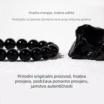 Narukvica od obsidijana s Buddha perlama i transfer perlama, unisex, etnički stil, pleteni dizajn