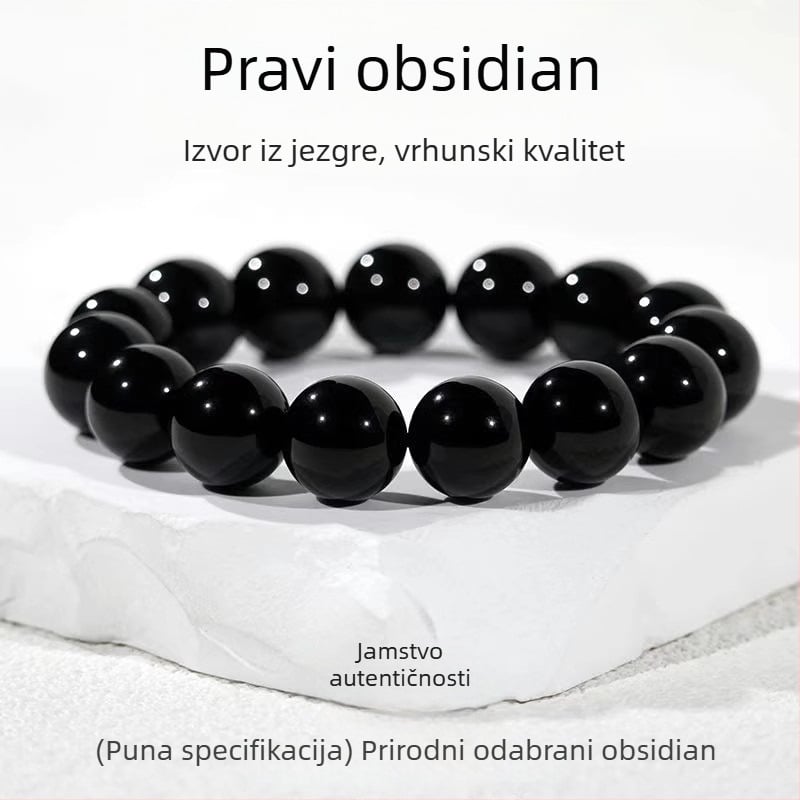 Narukvica od obsidijana s Buddha perlama i transfer perlama, unisex, etnički stil, pleteni dizajn