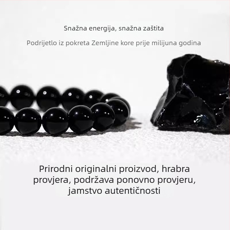 Narukvica od obsidijana s Buddha perlama i transfer perlama, unisex, etnički stil, pleteni dizajn