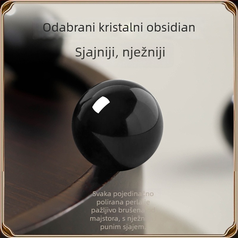 Narukvica od obsidijana, ručno izrađene perle, unisex, kružni oblik, novi kineski stil