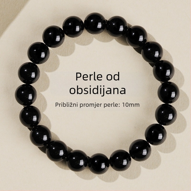 Narukvica od obsidijana, ručno izrađene perle, unisex, kružni oblik, novi kineski stil