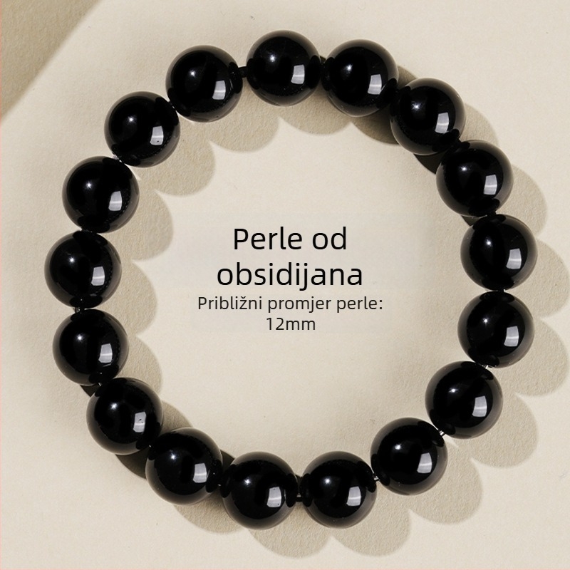 Narukvica od obsidijana, ručno izrađene perle, unisex, kružni oblik, novi kineski stil