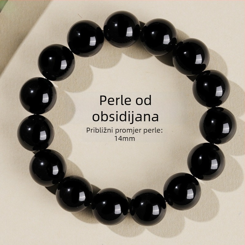 Narukvica od obsidijana, ručno izrađene perle, unisex, kružni oblik, novi kineski stil