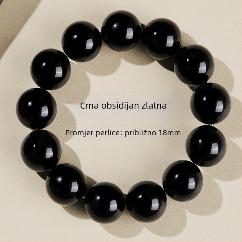 Narukvica od obsidijana, ručno izrađene perle, unisex, kružni oblik, novi kineski stil