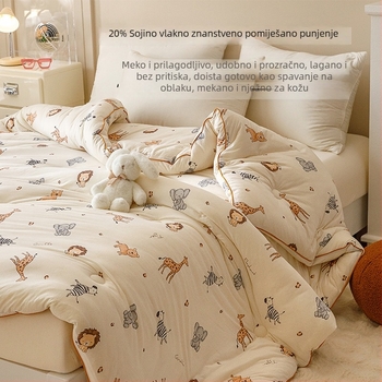 Ćebe od sojinih vlakana za sve sezone – pleteni pamuk materijal, punilo od sojinih vlakana, 3,5–4 kg, šivano i tiskano, dječja deka