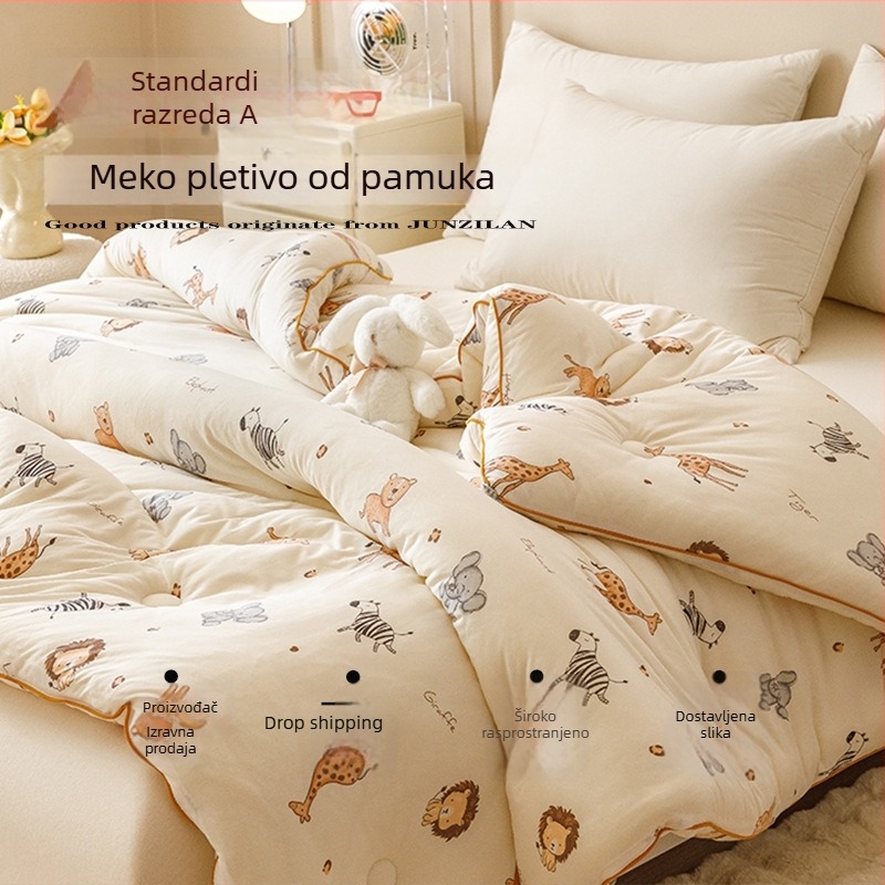 Ćebe od sojinih vlakana za sve sezone – pleteni pamuk materijal, punilo od sojinih vlakana, 3,5–4 kg, šivano i tiskano, dječja deka