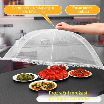 Sklopivi poklopac za hranu od mreže i metala — zaštita od muha, višestruka upotreba, moderan dizajn