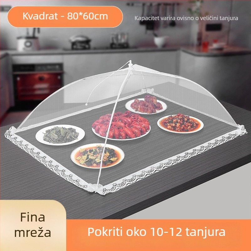 Sklopivi poklopac za hranu od mreže i metala — zaštita od muha, višestruka upotreba, moderan dizajn