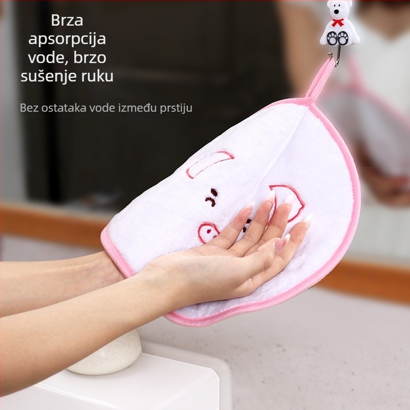 Dječja ručnica za ruke iz originalne crtić-serije, s mogućnošću vješanja; materijal: coral fleece; težina: 30–50 g; pređa: 60s; proizvodni postupak: vez i šivanje