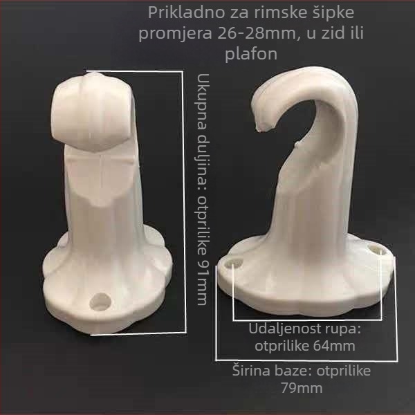 Univerzalni nosač zavjese za šinu, PP plast, zidni montažni, za zavjese za vješanje, moderni minimalistički stil