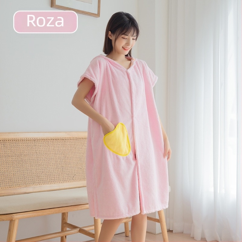 Kupaći ručnik-onesie s kapuljom i kratkim rukavima, džep sa zvjezdicom, postojan u bojama, upija vlagu, brzo se suši