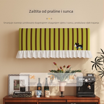Kryt za klima uređaj s crtanim preslatkim štenetom, tkaninska zaštita od prašine, zaštita od izravnog protoka zraka, šifonski rub, viseći dizajn