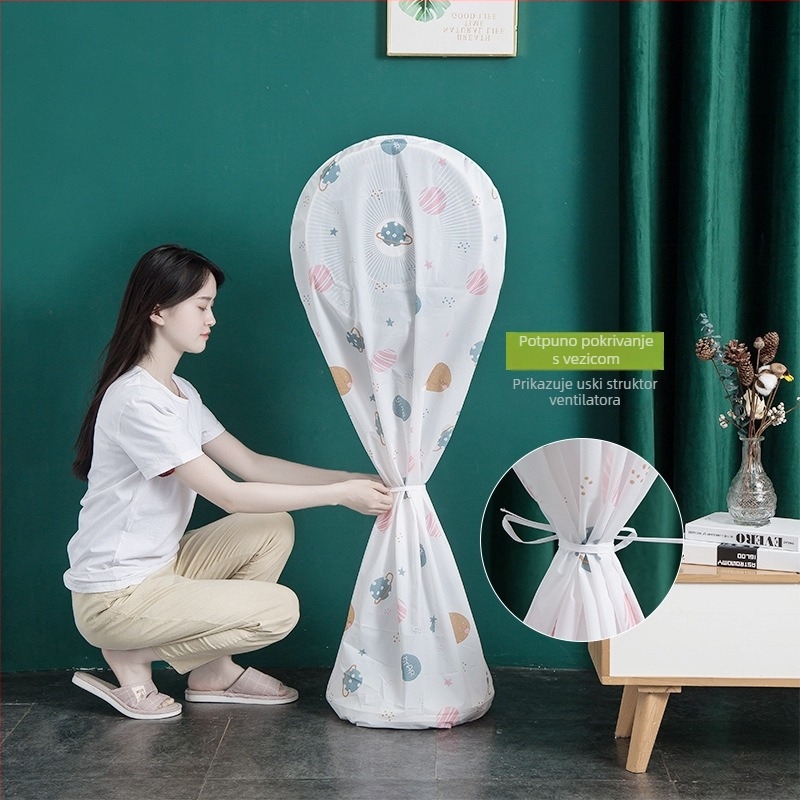 Pokrov za prašinu ventilatora PEVA, 3D dizajn, vodootporan, sa zatvaračem, za podni ventilator